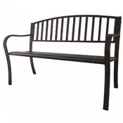 eoshop Vrtna jeklena klop s nasloni 125 x 53 x 82 cm, črna, nosilnost 200 kg