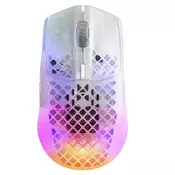 Miš STEELSERIES Aerox 3 Wireless Ghost, opticki, bežicni, RGB, 18000 CPI, bijeli, USB
