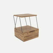 Hanah Home Tekoba Pine Noćni stočić, 42x52x41cm, Braon-crni