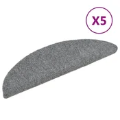 Vidaxl Preproge za stopnice samolepilne 5 kosov 56x17x3 cm svetlo sive polkrožne
