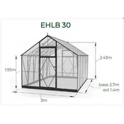 EcoSlider Stekleni rastlinjak STEKLENJAK EcoSlider 3,0m širine – 4 mm varnostno steklo