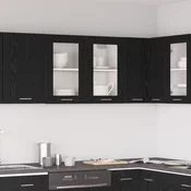 vidaXL vidaXL Črna hrastova viseča steklena omara 80x31x60 cm, narejena iz inženirskega lesa, (22008812)
