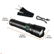 KJB Polnilna LED ročna svetilka z nastavljivim snopom, COB in OLED prikazom
