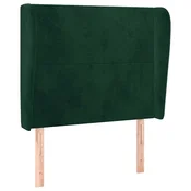 Vidaxl Vzglavje z ušesi temno zeleno 103x23x118/128 cm žamet