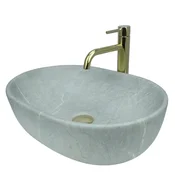 shumee GTM Design Aufsatzwaschbecken 48 cm - Matt Modern Waschbecken ohne Hahnloch - Elegant Aufsatzwaschbecken Oval für Badezimmer und Gäste WC - nur Bad Waschbecken