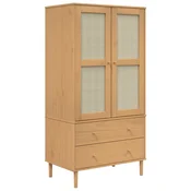 Vidaxl Garderobna omara SENJA videz ratana rjava 90x55x175 cm borovina
