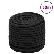 Vidaxl Vrv za čoln popolnoma črna 18 mm 50 m polipropilen