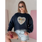 Bluza damska oversize z sercem SERDUCHOVA granatowa Dstreet