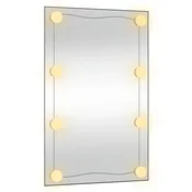 Vidaxl Stensko ogledalo z LED lučmi 50x80 cm stekleno pravokotno