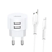 USAMS T20 polnilec 2xUSB 2.1A Lightning