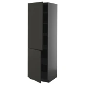 METOD Visoki element s policama/2 vrata, Crnosiva/Nickebo boja antracita, mat, 60x60x200 cm