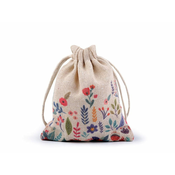 Spomladanska darilna vrečka 10x13 cm iz platna s cvetjem - platno