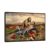 Canvas Slika na platnu Kosovka Devojka-Uroš Predic, 90x60 cm, Sa ramom, Crna