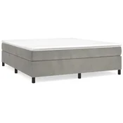 Vidaxl Posteljni okvir z vzmetmi svetlo siv 200x200 cm žamet