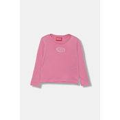 Otroška bombažna majica z dolgimi rokavi Diesel TIVALSYLS T-SHIRT roza barva, J02431