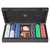 Komplet za poker Manopoulos - Crna drvena kutija i kožna dekoracija