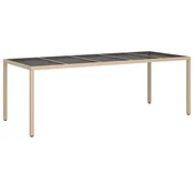 Vidaxl Vrtna miza Bež 250 x 100 x 75 cm poli ratan