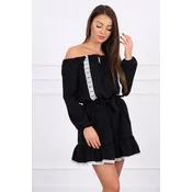 Shoulder and lace black dress