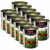 Konzerva pasje hrane GranCarno Original Adult z govedino in račjimi srci - 12x800 g