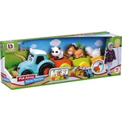 BBJunior Traktor Pull Along Farm s 3 prikolicami in živalskimi figurami - 1 k.