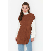 Trendyol Tie Waist Brown Hairstyle Knitwear Sweater