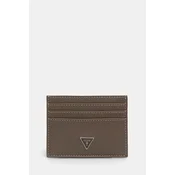 Usnjen etui za kartice Guess črna barva