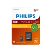 Philips 8GB microSDHC memorijska kartica + SD adapter, klasa 10, UHS-I, U1