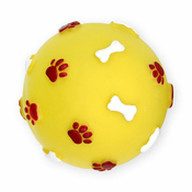 Vinilna žoga s kostmi in tačkami, rumena – 9 cm