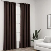 Zavjese za zamracivanje s kukama 2 kom smede-sive 140 x 225 cm