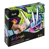 FIORELLO Kreativni set za airbrush Fiorello - risanje z razpršilom, 6 markerjev + šablone
