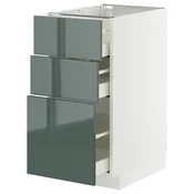 METOD / MAXIMERA Podni element s 3 fioke, bela/Kallarp tamna sivozelena visokog sjaja, 40x60 cm