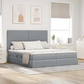 vidaXL vidaXL Postelja s shranjevanjem Svetlo siva 200 x 200 cm Umjetno usnje, (5000099493)