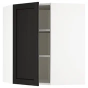 METOD Ugaoni zidni element s policama, bela/Lerhyttan crno bajcovano, 68x80 cm