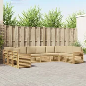 Set vanjskih sofa 10 pcs Bijela i bež 363 x 191,5 x 73 cm