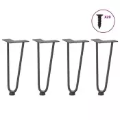 Vidaxl vidaXL Noge za mizo z lasnicami, 4 kosi, antracitne, 30 cm, masivno jeklo