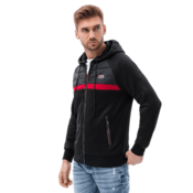 OMBRE Moški pulover z zadrgo ALBARIC črn MDN120696 S