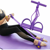 Netscroll Fitnes elastike za vadbo, 4-cevni pedalni trak za trebušnjake, raztezanje nog in vadbo moči – odporni trakovi z ročaji za trening rok, ramen, hrbta in celotnega telesa, PullStar