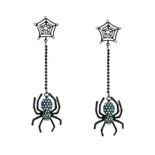 Betsey Johnson Uhani Halloween-Spinnennetz zelena/črna