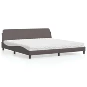 vidaXL vidaXL Postelja z vzmetnico siva 200x200 cm umetno usnje, (21216588)