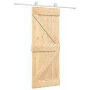 Vidaxl Drsna vrata Naravna in bela 80 x 210 cm Trdna borovina
