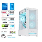 MEGA Računalnik MEGA MT S8 i7-12700KF/RTX5070/32GB/1TB/750W/Brez OS/bela RGB + Estetski napajalni kabli [Svetlo modra/Bela], (5000329467)