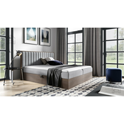 Boxspring postelja Wood 4 - 180x200 cm - temni hrast