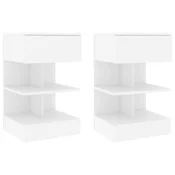 Vidaxl Nočne omarice 2 kosa bele 40x35x65 cm iverna plošča