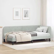 vidaXL Kotna postelja Svetlo siva 100 x 200 cm Žamet