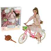 Lutka Emily s roza biciklom i kacigom