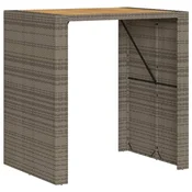 Vidaxl Vrtna barska miza akacija siva 105x80x110 cm PE ratan