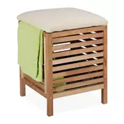 Northix Koš za perilo s sedežem Walnut Wood z blazino in funkcijo shranjevanja