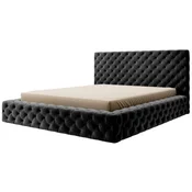 Casa Padrino Luxury Chesterfield Velvet Double Bed with Mattress Black - Various Sizes