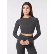 YO-GAYA Športni top Long Sleeve Crop Top antracit
