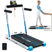 THUNDER Električna pod-biro zložljiva tekalna steza THUNDER® RACE-WHITE– 14 km/h, 2 KM, 14 cm nizka zasnova, Bluetooth, nosilnost 130 kg, (5000089504)